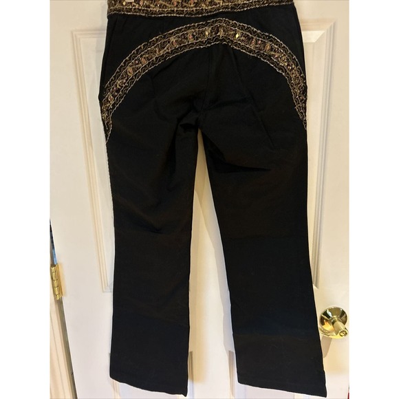Just Cavalli Gold Label black pant jeans rhinestone gold embellished sz 40 Italy - Picture 5 of 16